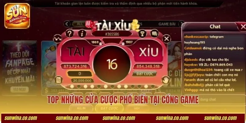 Top những cửa cược phổ biến tại cổng game